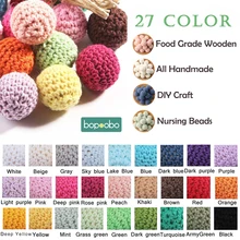 Bopoobo 50pc 20mm natural de madeira crochê contas decoração dentro dentição contas de madeira brinquedos contas bebê mordedor