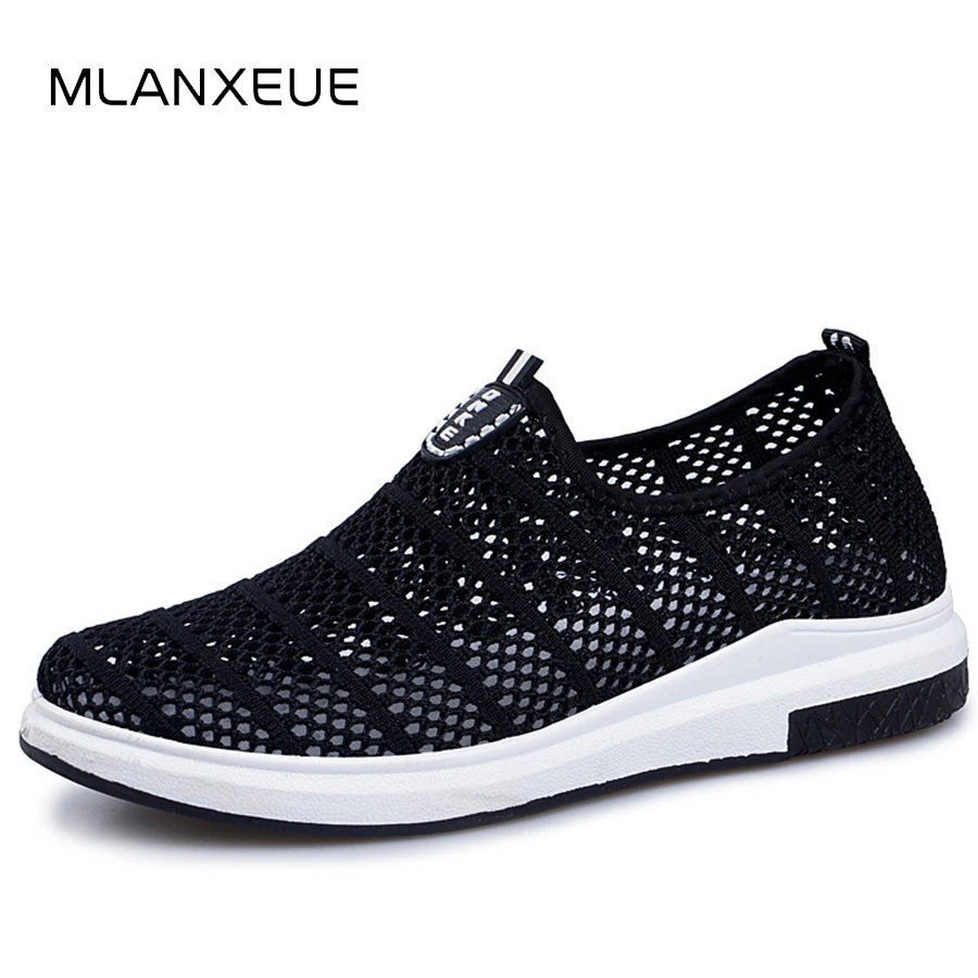 

MLANXEUE Breathable Mesh Men Shoes Hollow Light Plus Size For Male Shoes Slip On Light Youth Footwear Mesh Shoes