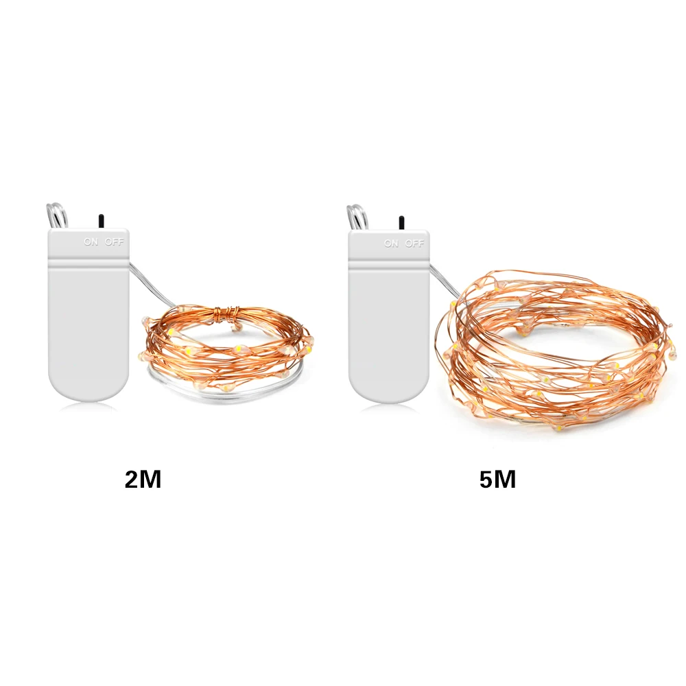 2 м 5 м светодиодный светильник Феи медная проволока водонепроницаемые вечерние свадебные украшения Adornos Navidad рождественские украшения на батарейках