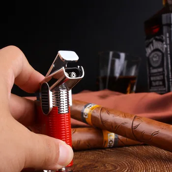 

Boutique Windproof Butane Dual Nozzles Fire Jet Cigar Turbo Torch Lighter Key Ring Random Color