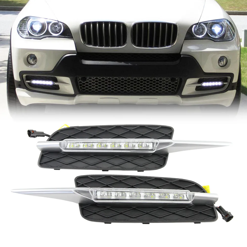 

LED DRL For BMW 2007-2010 X5 E70 Daytime Running Light Car Fog Light Signal Lamp Xenon White Color DRL Function