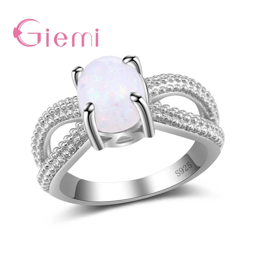 

Factory Price Women Jewelry Silver Color Finger Rings Fashion Cross Ladies Bague Exquisite Fire Opal Anniversary Anel