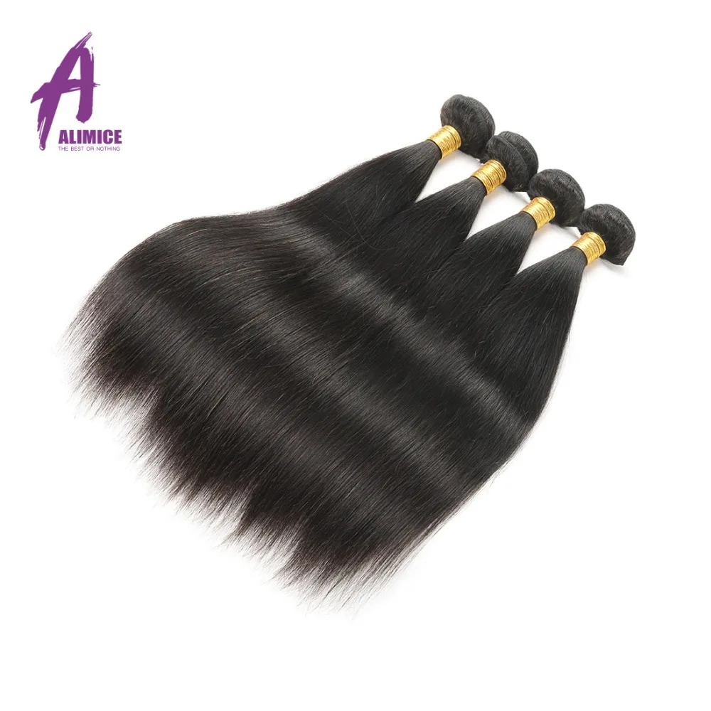 Alimice Brazilian Straight Hair Weave Bundles 100% Human Hair Bundles 8-30inch Natural Color 3Bundles Deal Remy Hair Extensions  (10)
