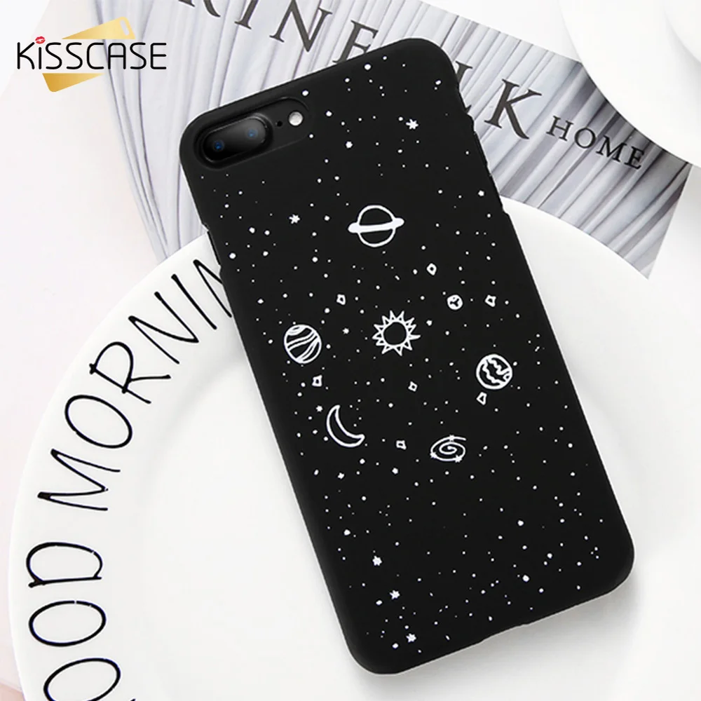 

KISSCASE Space Cartoon Case For iPhone 5 5s SE Cute Black Planet Patterned Cover For iPhone X 10 5 5s 6 6s 7 8 Plus Back Capinha