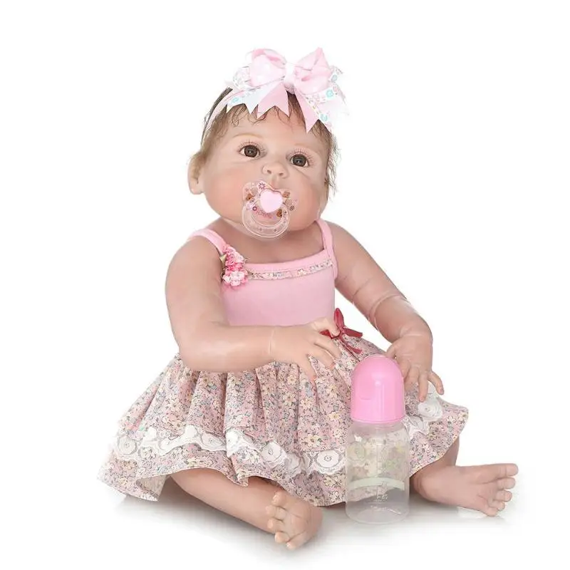 

Lifelike 23 Inch Soft Silicone Reborn Baby Doll Real Like Smiling Bonecas Reborn 57 cm Girl Doll Toy Fashion Birthday Xmas Gift