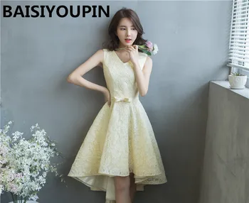 

8th Graduation Dresses 2020 Vestidos De Festa Curto V-Neck High Low Prom Dress Lace Evening Dresses