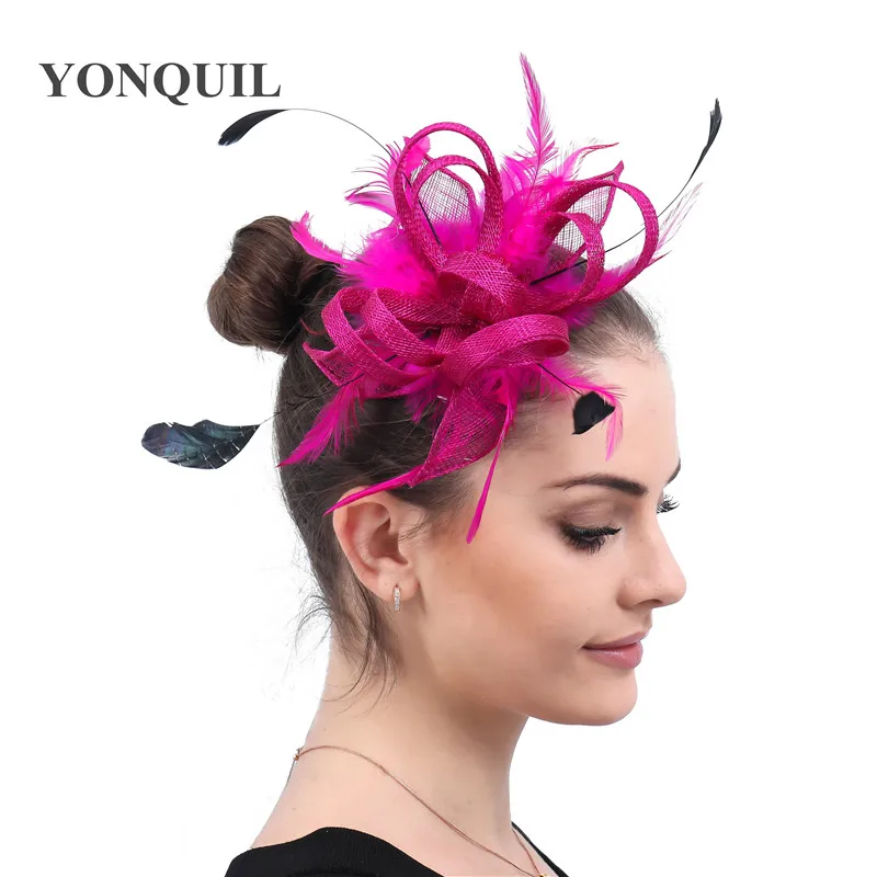 

Female Elegant Magenta Fascinators Party Tea Hats Womens Ladies Headband Headwear Party Occasion Headdress Weding church show