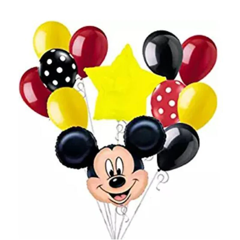 

10pcs12 inch Mickey Minnie aluminum foil balloon wave latex balloon birthday party baby shower children's toys
