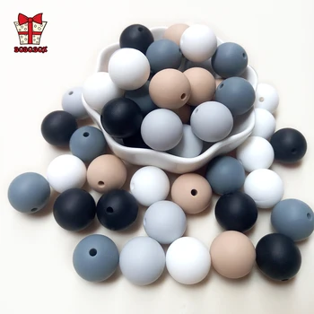 

BOBO.BOX 100Pcs/lot Silicone Beads Baby Teether 9/12/15mm Baby Teething Beads For Pacifier Chain Silicone Teether BPA Free