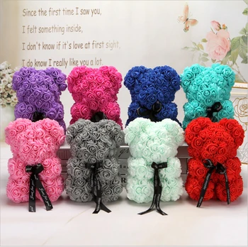 

Valentines Romantic Gift Box PE Rose Bear Artificial Rose Decorations Cute Cartoon Girlfriend Kid Gift Party Decoration