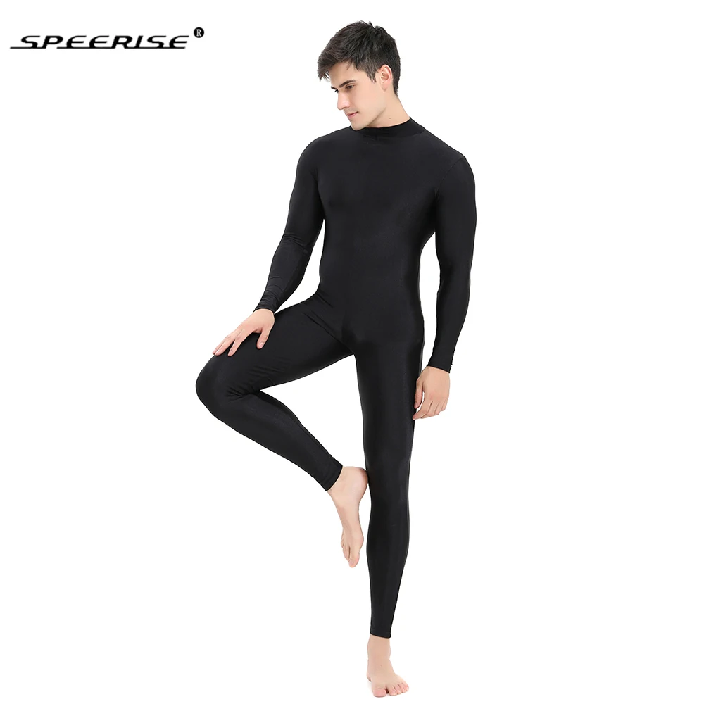 SPEERISE, Мужская одежда для балета, для танцев, длинный рукав, для макета шеи, полная длина, гимнастический костюм, цельный, лайкра, спандекс, для фитнеса