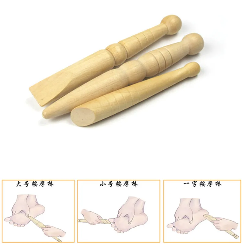 

Solid Wood Point Acupoint Massage Acupuncture Stick Foot Care Reflexology Pulse Therapy Meridians Scraping Massage Bar 3pcs