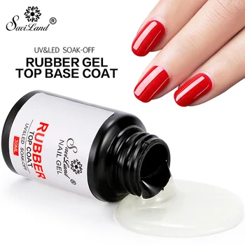 

Saviland Primer UV Fast Dry Varnish Rubber Base Coat Top Coat Long Lasting No Clean Shiny Gel Nail Polish for Nail Art Design