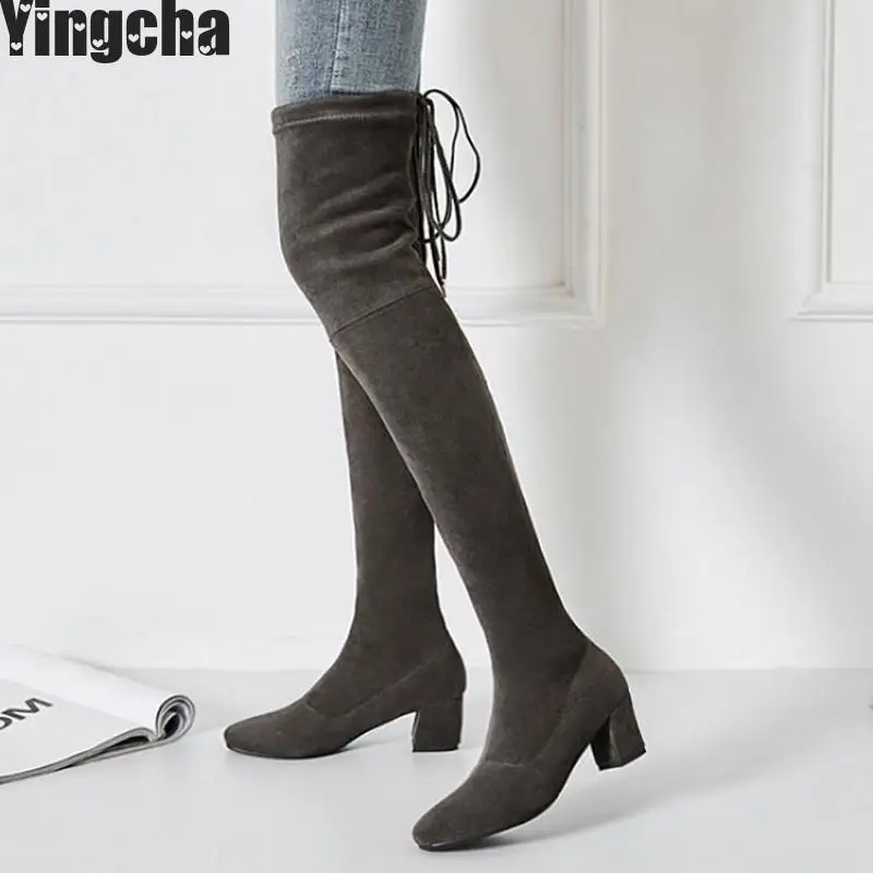 

Faux Suede Slim Boots Sexy Over The Knee High Women Fashion Winter Thigh High Boots Shoes Woman