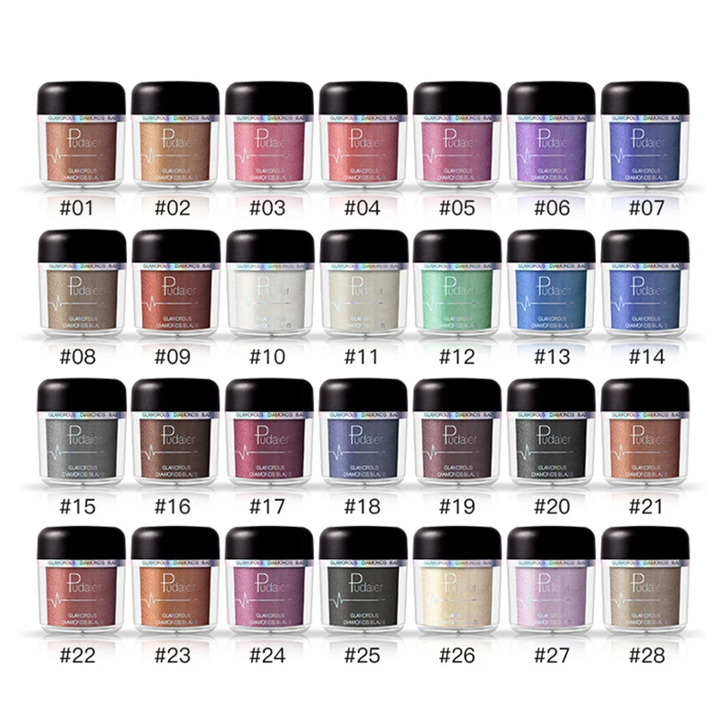 

Pudaier Glitter Shimmer Eyeshadow Pigments Metallic Beauty Pro Eyes Cosmetic Long Lasting Eyes Tint Waterproof Eyeshadow Makeup