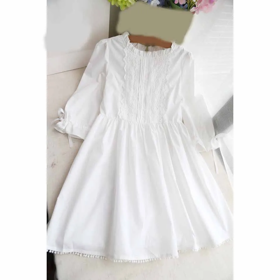 Spring Summer Women White Lace Dress Ruffled Collar Floral Princess A ...