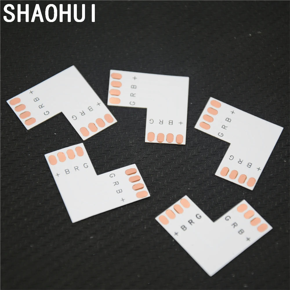 

10pcs/lot LED Strip PCB Connector 4pin 10mm "L" Shape for RGB LED SMD5050 RGB Strip Light