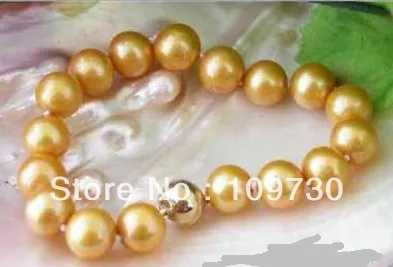 

00518 AAA 8" 12MM ROUND GOLD FRESHWATER PEARL BRACELET MAGNET