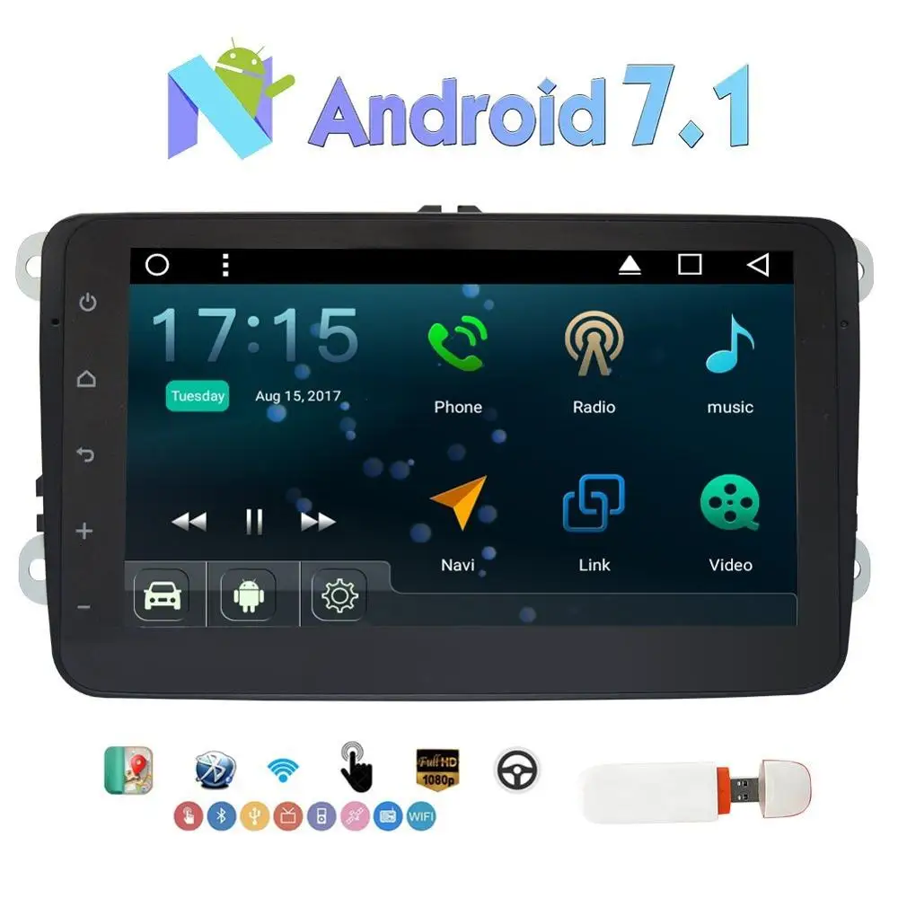 Double Din Android 7 1 Nougat 8 GPS font b Car b font Stereo Autoradio for