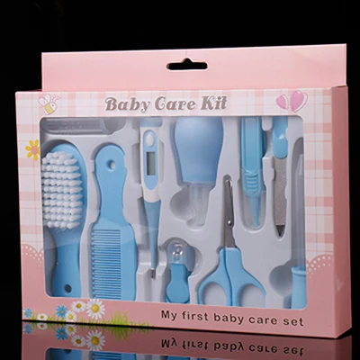 blue 10pcs set 10 шт./компл. для малышей и детей постарше для ухода за волосами, уход за волосами, уход за волосами, термометр для прочистки носа у новорождённых Зубная щётка инструменты безопасности для новорожденных Набор щеток для ухода за ребенком - Цвет: blue 10pcs set