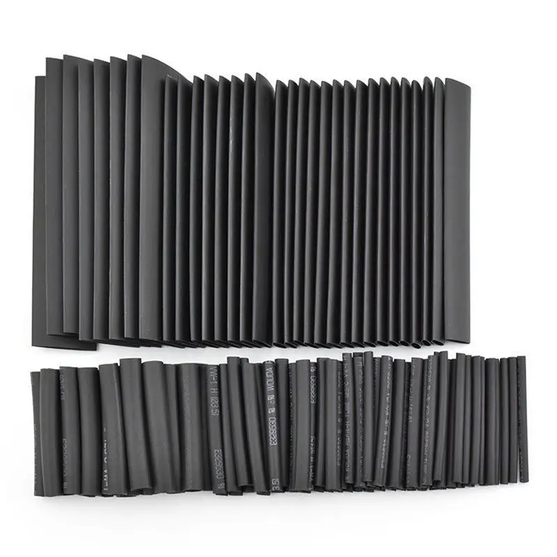 

127pc/lot 2-13mm Assorted Heat Shrink Tube Black Wire Wrap Electrical Insulation Cable Sleeving