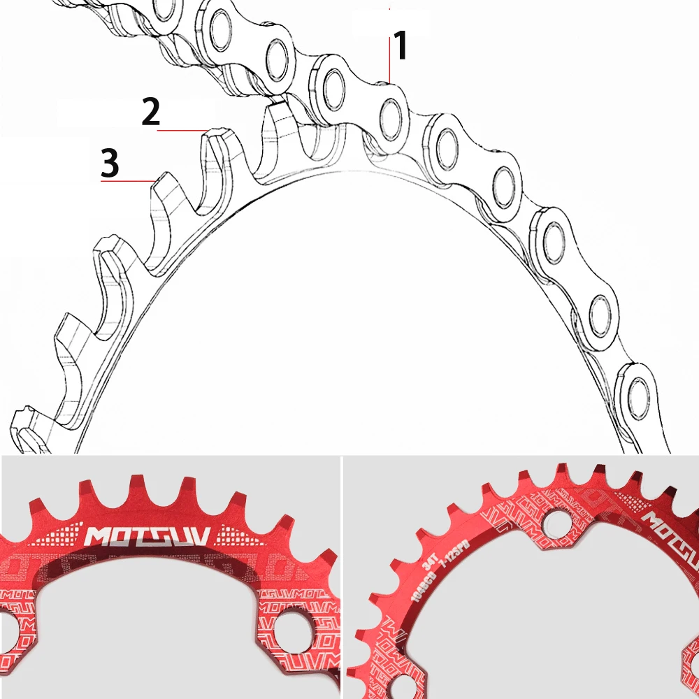 MOTSUV овальная узкая широкая цепь MTB горный велосипед 104BCD 32T 34T 36T 38T шатун зубная пластина части 104 BCD