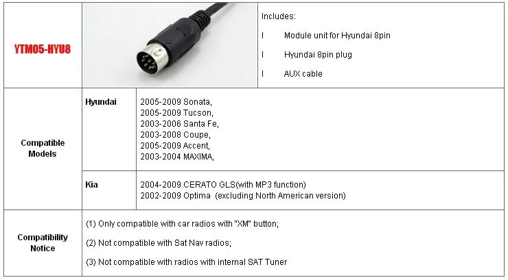 Yatour автомобильный адаптер iPhone iPad Ipod Integration kit интерфейс для hyundai Kia 8-pin YT-M05