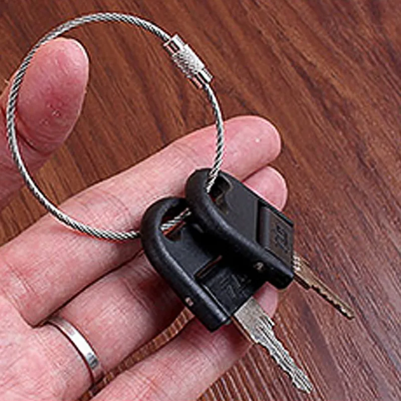 10 шт. брелок для ключей с винтовым зажимом, проволока из нержавеющей стали, держатель для ключей, брелок для ключей, кольца, кабель для наружного туризма, брелки