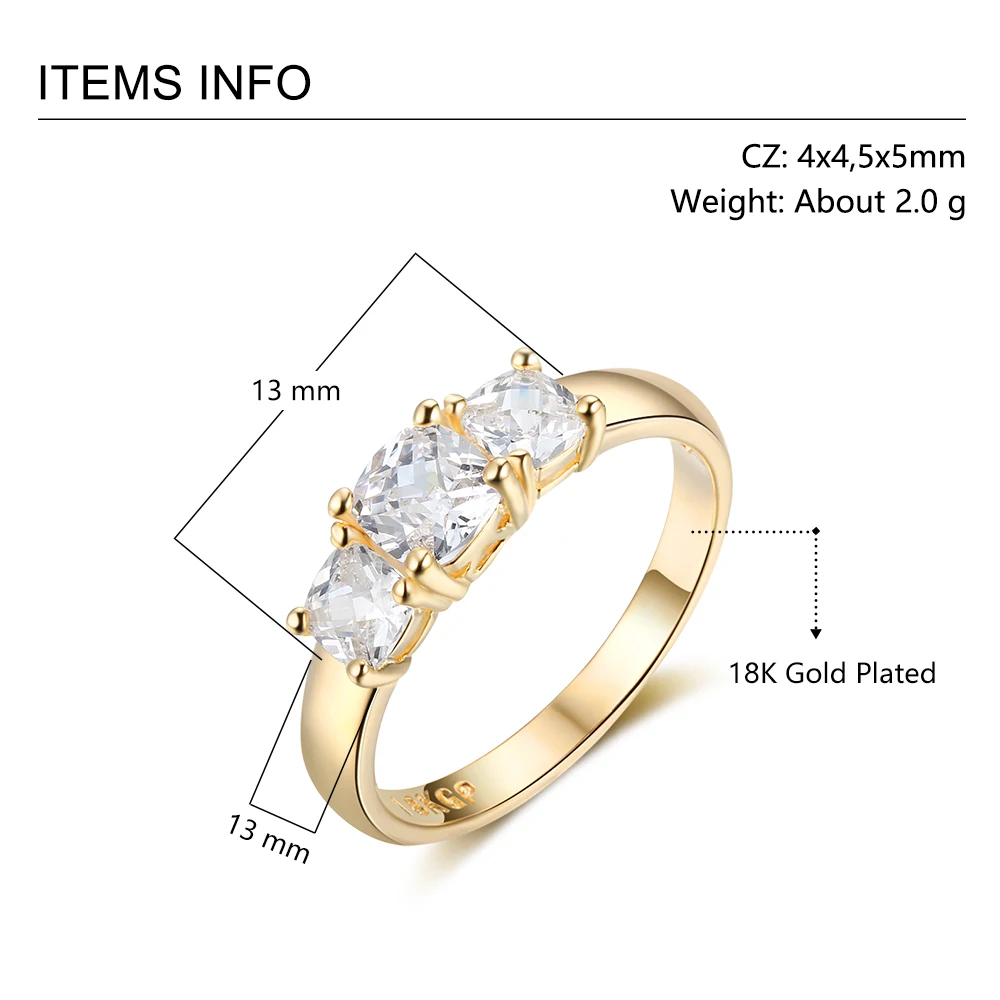 Gold Color Metal Weeding Ring With White Cubic Zirconia Fashion Jewelry Rings For Women Gift Ideas (JewelOra RI103350)