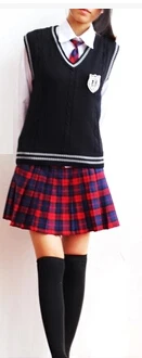 Британский Корейский Японский Школьная форма мужская и женская одежда для школьной формы e escolar костюм-свитер жилет 5 комплектов - Цвет: 3