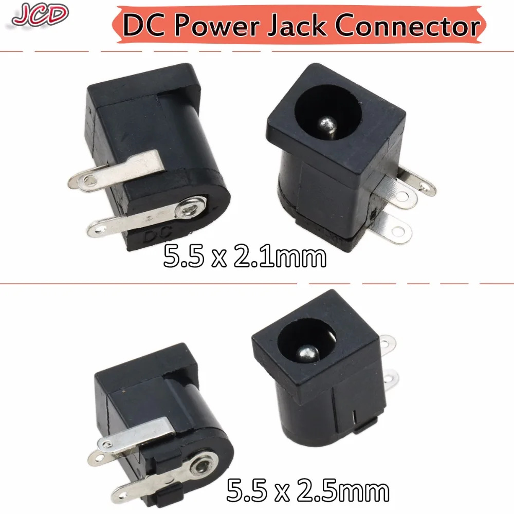 JCD черный разъем питания постоянного тока DC005 5 5*2 1 мм 2 Разъем с круглой иглой 5x2