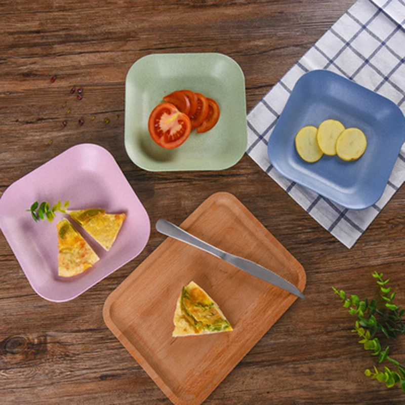 

1Pcs Retro Creative Wheat Straw Plate Environmental Disc Tableware For Children Food Container Dinner Plat e Dish 20