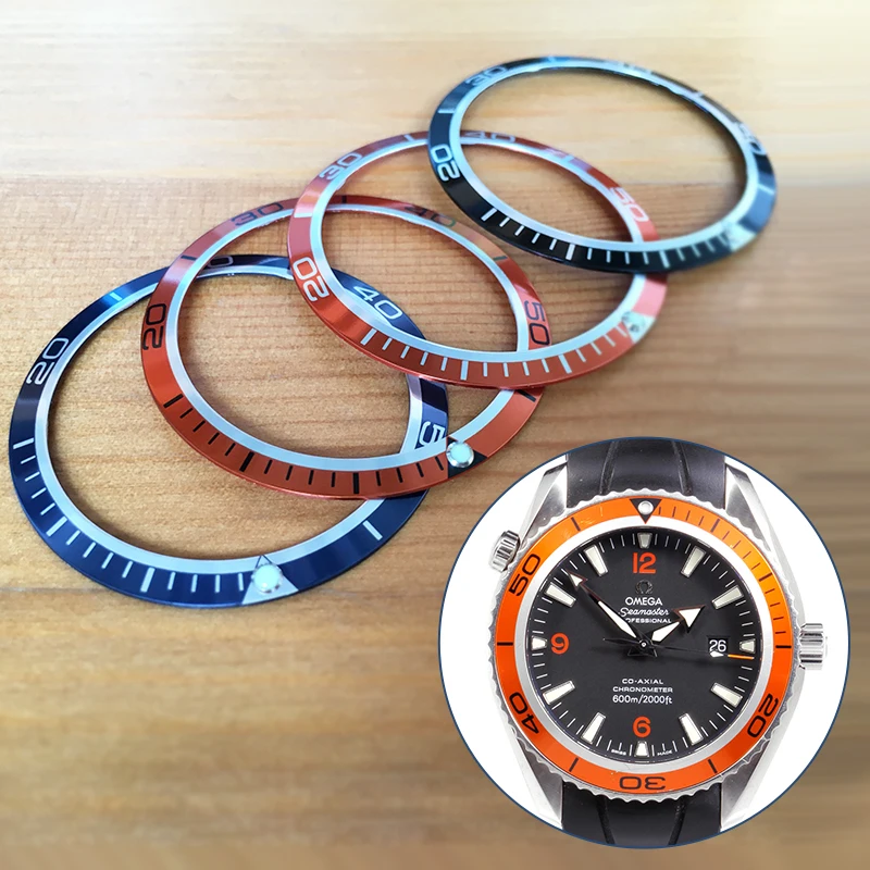 

Luminous aluminum 41mm bezels inserts loop for OMG seama planet ocean automatic Chronograph orange/balck/blue watch parts tools