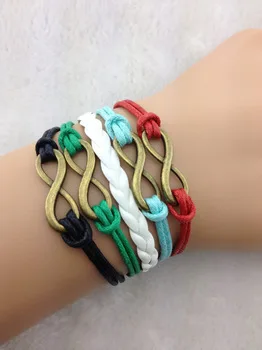 3pcs Infinity Wish Bracelet--Antique Bronze Bracelet--Wax Cords Bracelet-- Friendship Gift-ZA191 Min order 10$! | Украшения и
