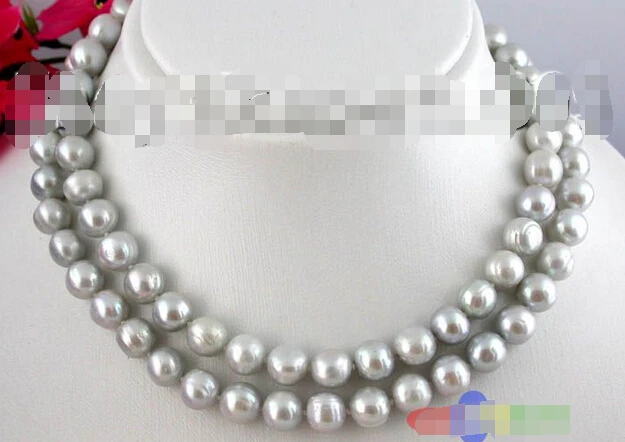 

LONG 32" 11MM ROUND GRAY FRESHWATER PEARL NECKLACE p554 ^^^@^Noble style Natural Fine jewe FREE SHIPPING