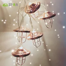 ZPAA в стиле ретро, из железа, металла абажур светодиодный Гирлянда рождественских каникул Свадебная вечеринка фонарь для оформления дома гирлянды светодиодные лампы