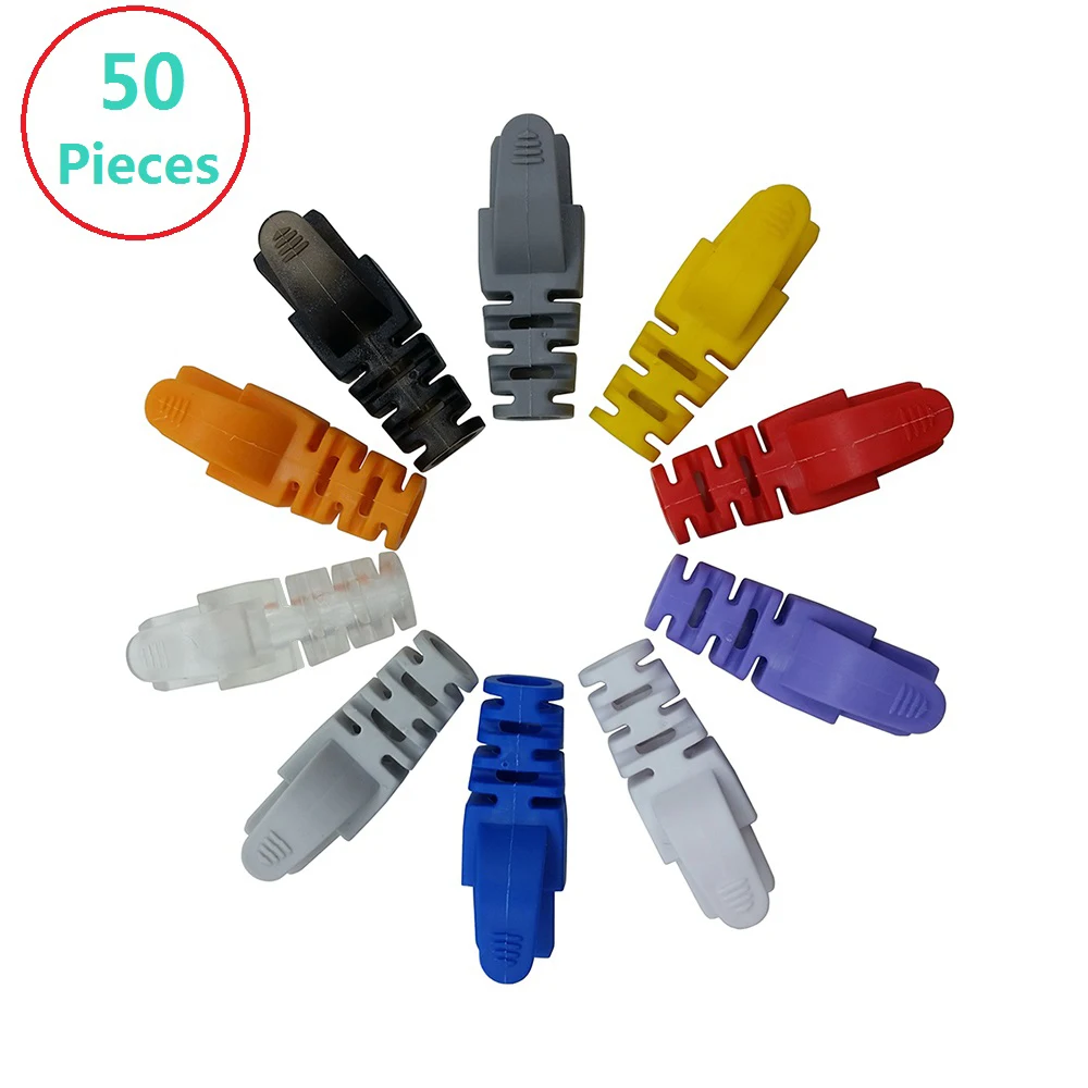 50pcs RJ45 protector for Connector grasp CAT5E CAT6 RJ45 Plug Ethernet Network Cable Strain Relief Plugs Protector