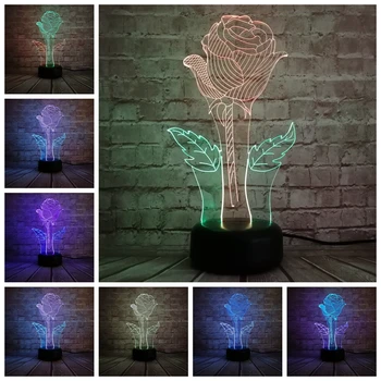

Novelty 3D Mixed Color Wonderful Rose LED 7 Colors Change Atmosphere Visual Touch Baby Child Night Light Table Lamp Xmas lamps