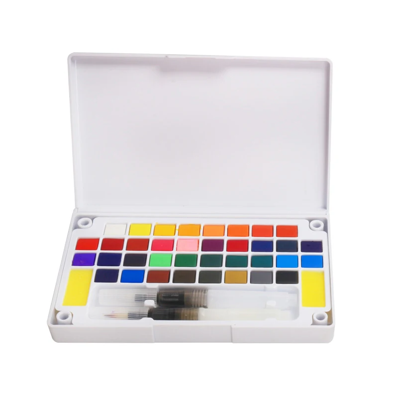 

Paint Portable Pigment Drawing Painting 12/18/24/36pcs Solid Watercolor With Paintbrush Box Kit Durable High Quality