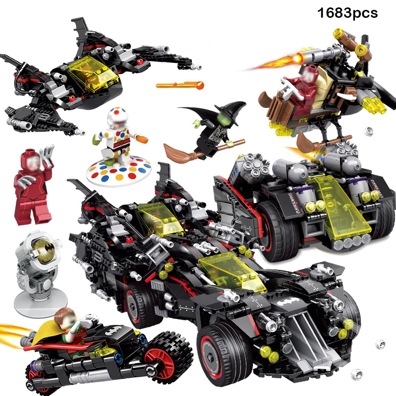 

4 in1 Super Heroes Bat Chariot Car Ninjaed Batman Figures Building Blocks Compatible Legoed Minecraft Technic Bricks Child Toy