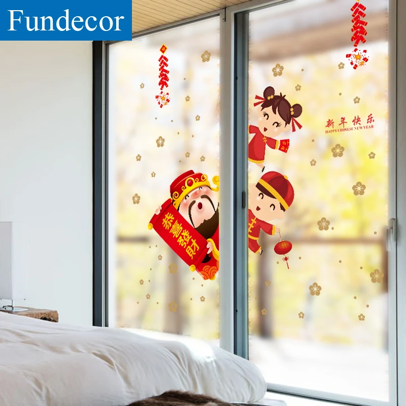 [Fundecoration] С Новым годом фестиваль наклейки на стену lucky doll God of Wealth для гостиной