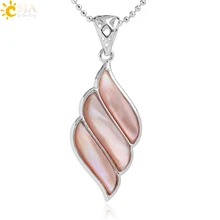 CSJA Natural Rosa Shell colgante forma de hoja mopa plata Color hueco aleación colgantes collares para mujeres niñas dijes joyería F989(China)