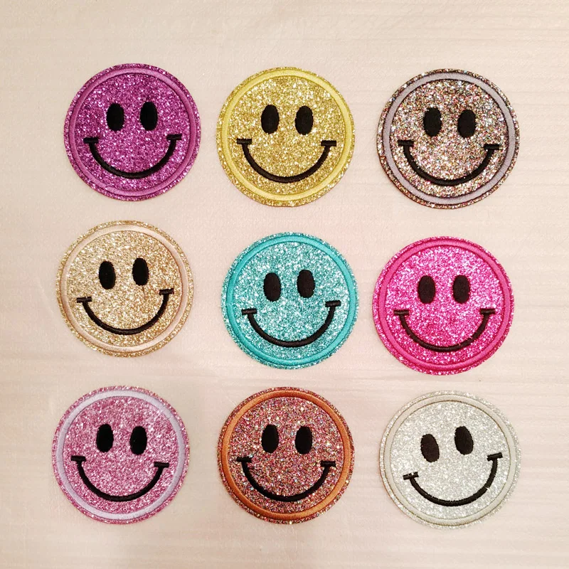 9pcs new colorful smile glitter emoji embroidery patches applique 9pcs new colorful smile glitter emoji embroidery patches applique