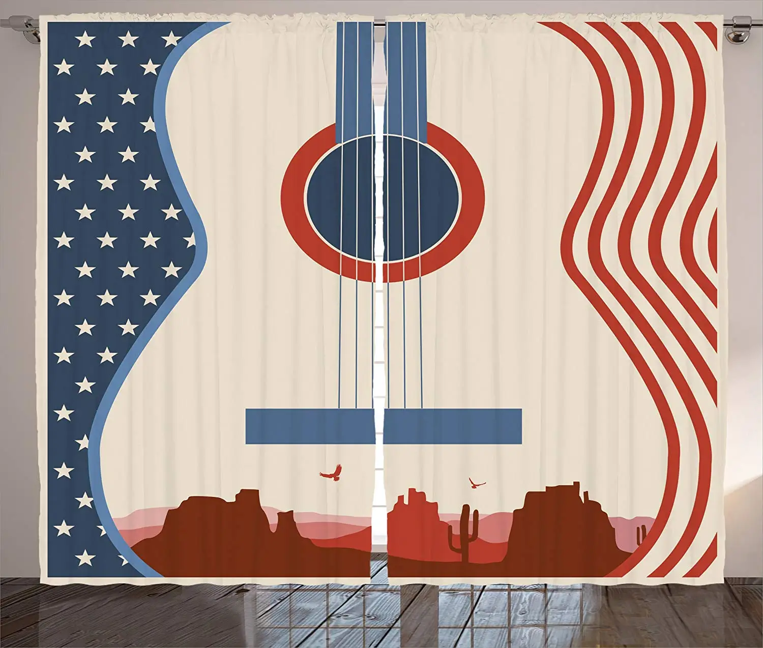 Music Decor Curtains Country Music Festival Event Illustration Guitar with American Flag Design Inspiration Living Room Decor Music Decor Curtains Country Music Festival Event Illustration Guitar with American Flag Design Inspiration Living Room Decor