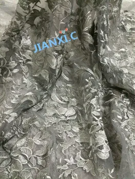 

super quality African French Lace Fabric JIANXI.C-81912 gray embroidered Net Lace Fabric for nice dress