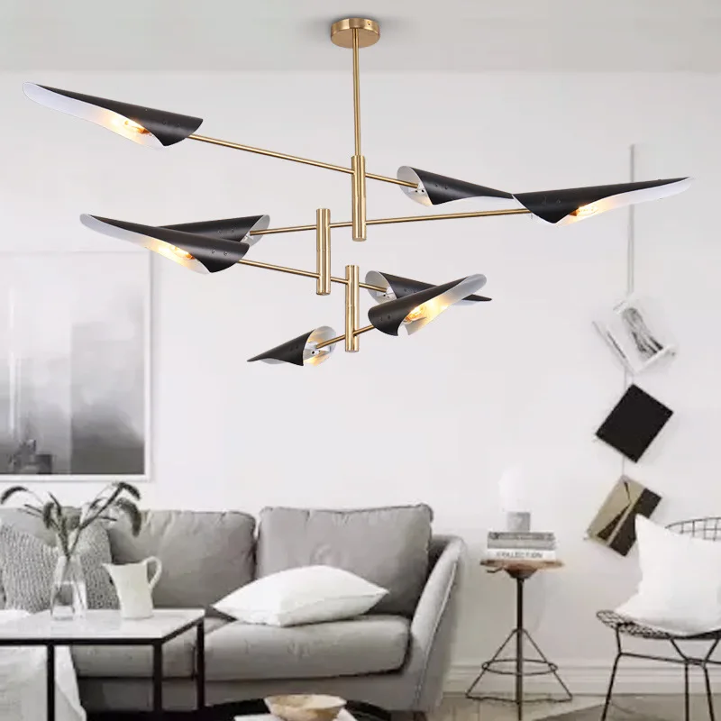 Modern Chandelier White Rotated Pendant Lamp LED Metal Bevel Haning Creative Living Room Kitchen Light Fixtures | Лампы и освещение