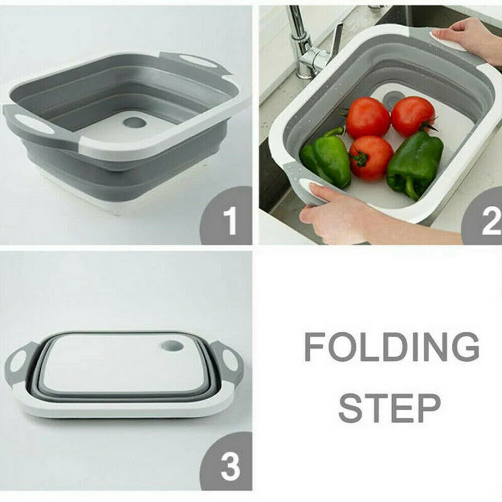 4-in-1 Multi-board Dayvion Kitchen Cutting Cutting Board Folding Storage Drawer Basket Drain Tray None more Tools Drain Basket