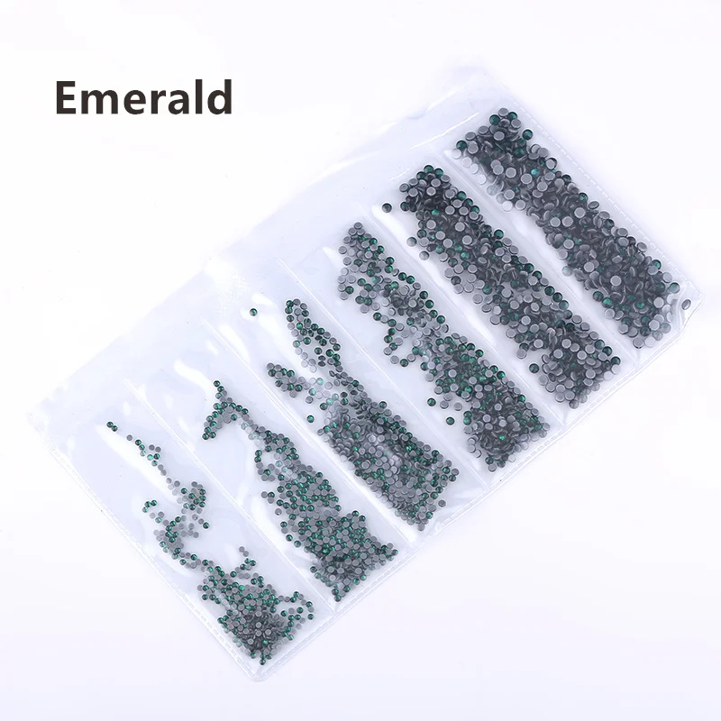 Emerald Ss3-ss30, смешанный размер, стразы, кристалл AB, 1700 шт./лот, горячая фиксация, стразы, для рукоделия, сумки, одежды, обуви, нейл-арта - Цвет: Emerald