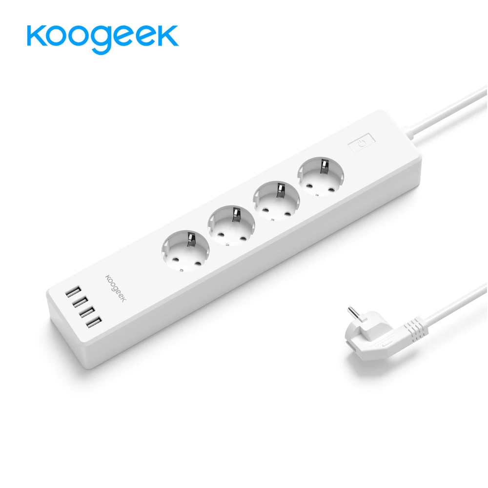 

Koogeek Wifi Smart USB Power Strip Socket Overload Switch Surge Protector For Alexa Google Home and IFTTT 4 Outlet 4 USB Ports