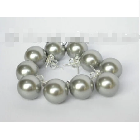 

HOT SELL - wholesale 5piece 14mm Gray sea shell pearl Earrings 92Noble style Natural Fine jewe fast SHIPPING -Top quality free s
